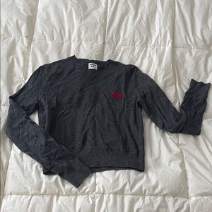 Aritzia Sunday Best Dark Gray Sweater with Red Cherry Accent